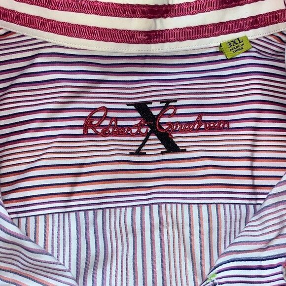 Robert Graham X Mens 3 XL Shirt Cotton Multicolor Striped Flip Cuff Tailored - Picture 2 of 16
